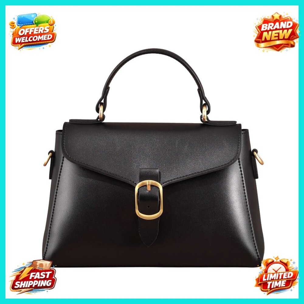 Vegan Leather Flap Satchel Bag with Detachable Clutch, Magnetic Closure